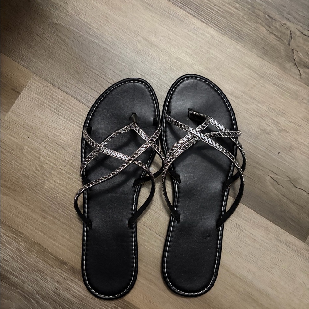 SHEIN Black Sandals with Sparkling Straps